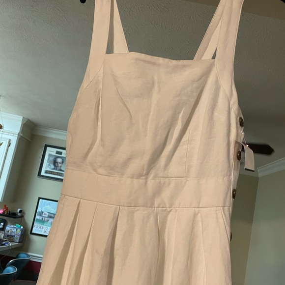 GAP Apron Midi Cotton-Linen White Dress - Picture 4 of 11